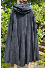 Cloakmakers.com 6128-Washable Dark Grey Novelty Weave Wool Cloak w/ Black Velvet Hood Lining & Silver Tone Clasp