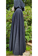 Cloakmakers.com 6128-Washable Dark Grey Novelty Weave Wool Cloak w/ Black Velvet Hood Lining & Silver Tone Clasp