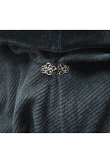 Cloakmakers.com 6128-Washable Dark Grey Novelty Weave Wool Cloak w/ Black Velvet Hood Lining & Silver Tone Clasp