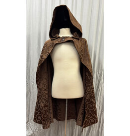 Cloakmakers.com 6129 - Brown Open Front Cloak w/ Leaf Buttons