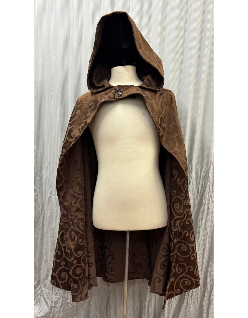Cloakmakers.com 6129 - Brown Open Front Cloak w/ Leaf Buttons
