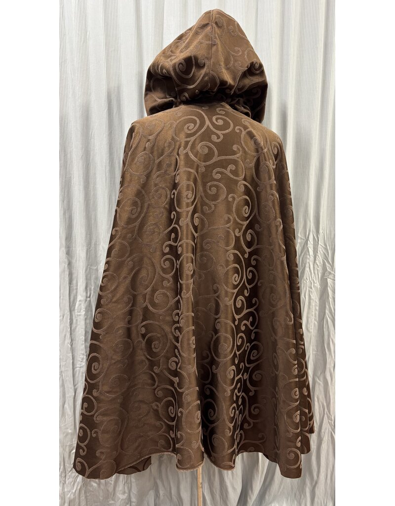 Cloakmakers.com 6129 - Brown Open Front Cloak w/ Leaf Buttons