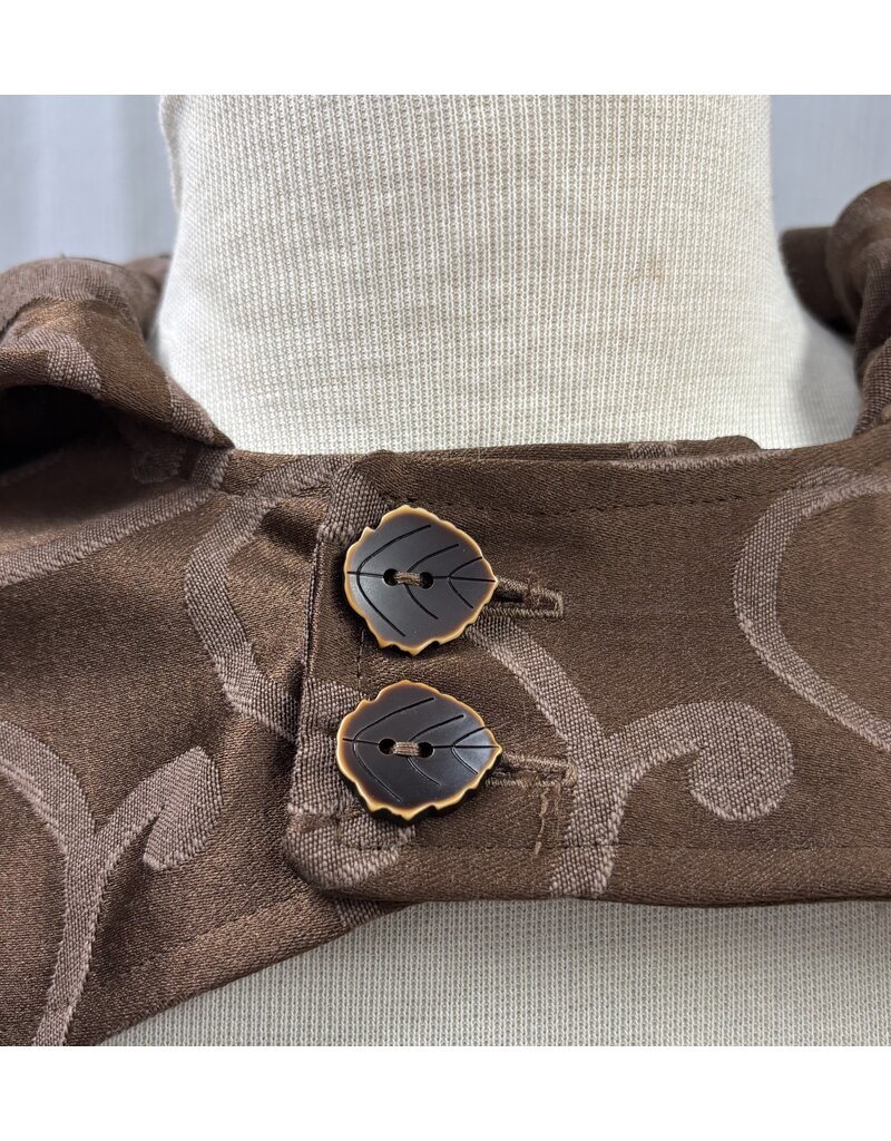 Cloakmakers.com 6129 - Brown Open Front Cloak w/ Leaf Buttons