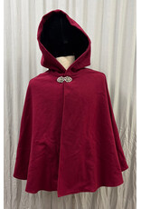 Cloakmakers.com 6130 - Red Wool Blend Cloak w/ Black Velvet Hood Lining & Pockets