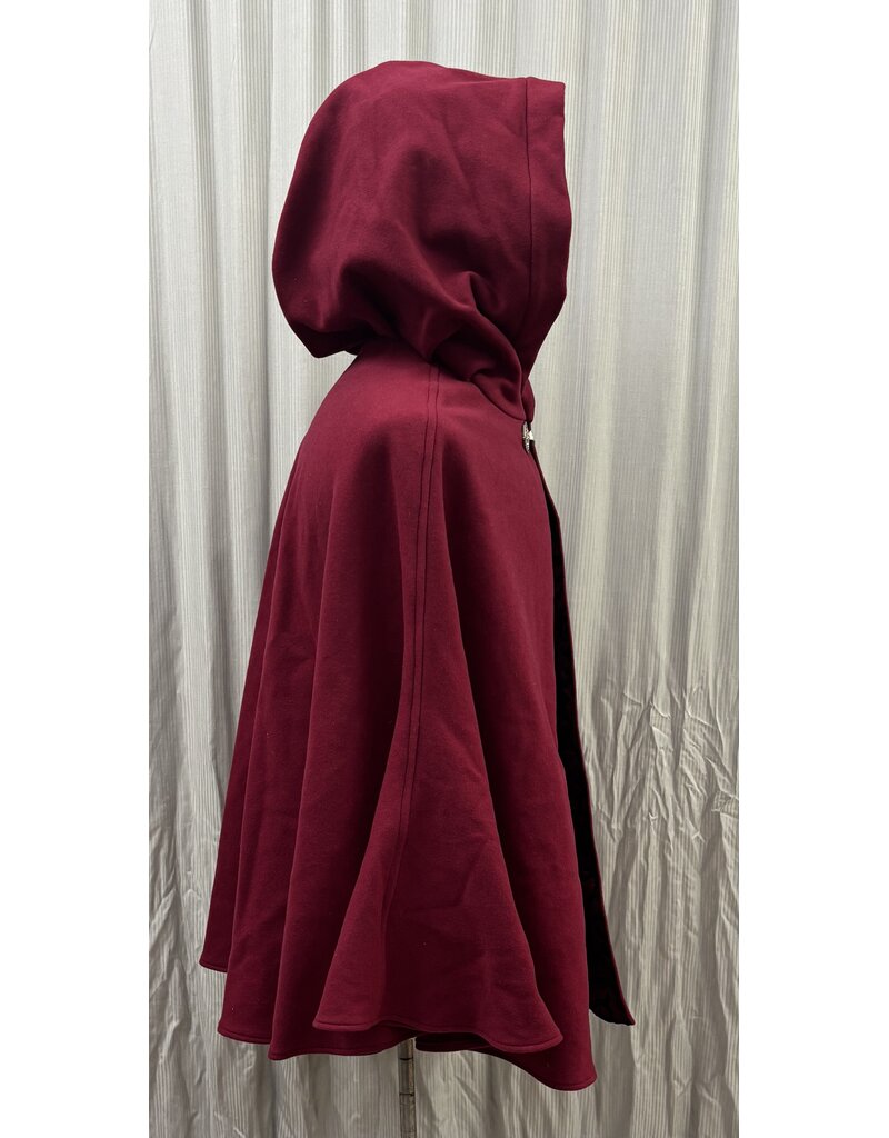Cloakmakers.com 6130 - Red Wool Blend Cloak w/ Black Velvet Hood Lining & Pockets