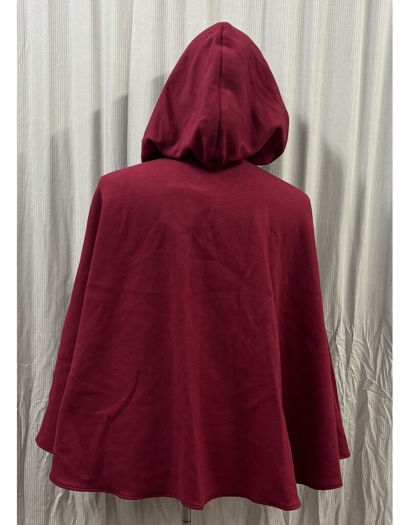 Cloakmakers.com 6130 - Red Wool Blend Cloak w/ Black Velvet Hood Lining & Pockets