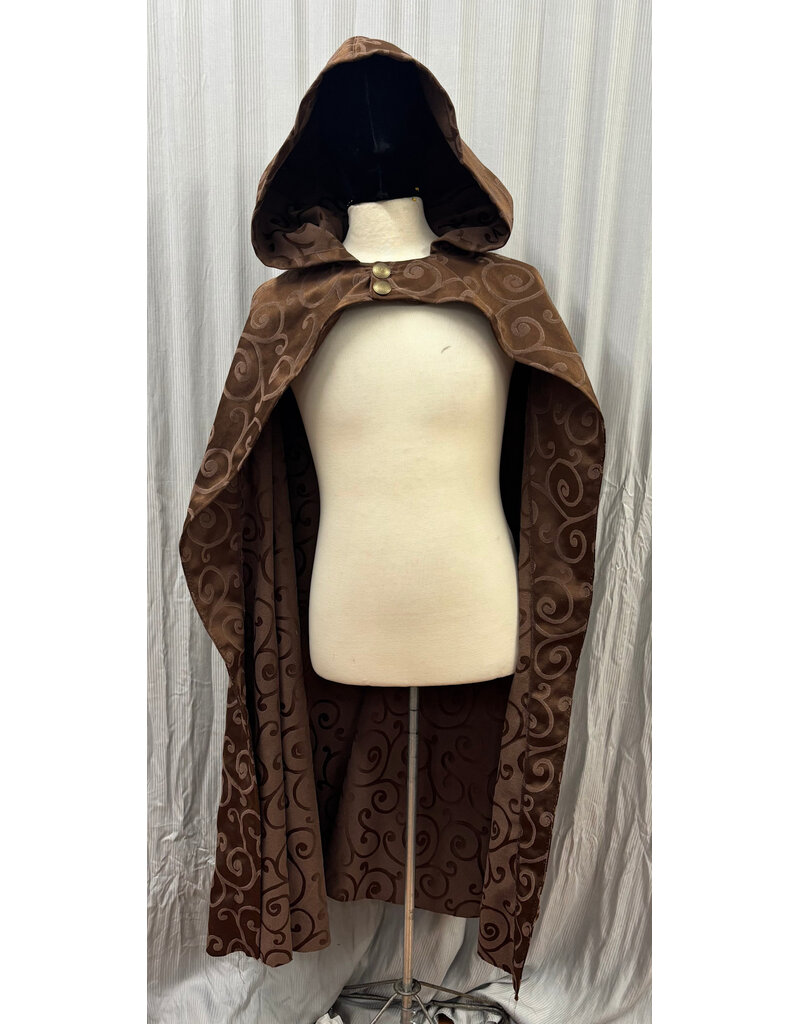 Cloakmakers.com 6131 - Brown Open Front Cloak w/ Brass Buttons