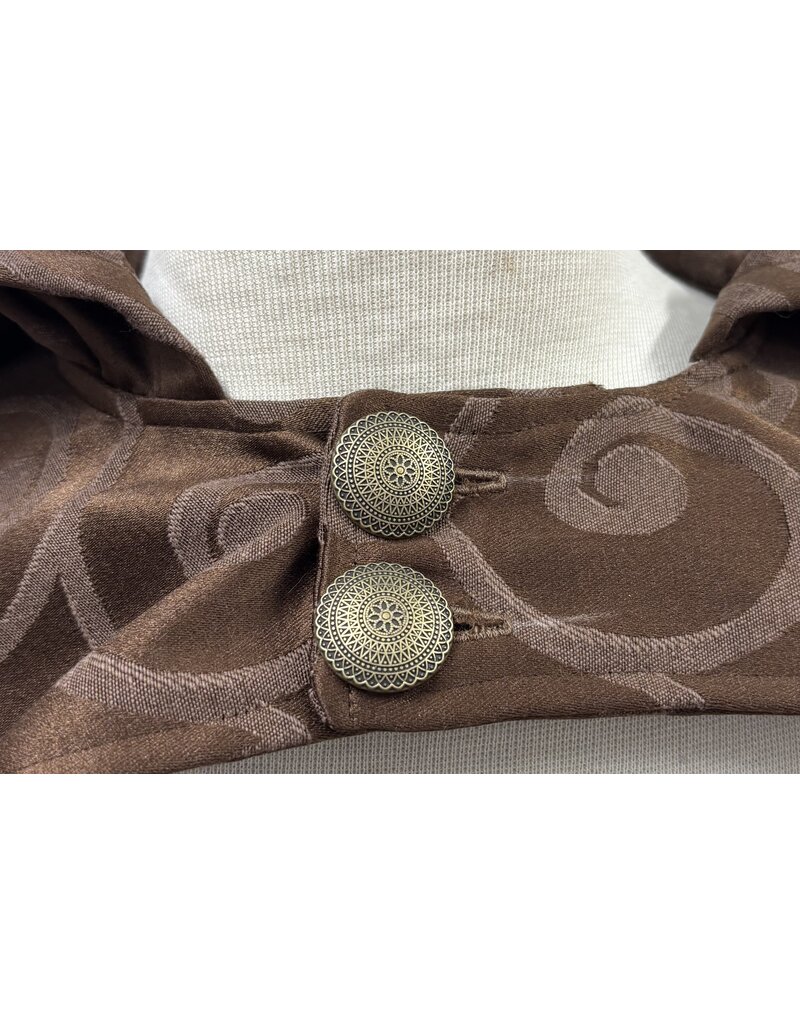 Cloakmakers.com 6131 - Brown Open Front Cloak w/ Brass Buttons