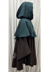 Cloakmakers.com 6132 - Teal and Brown Wool Mantle with Owl Embroidery & Pockets