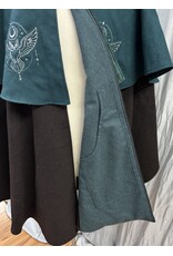 Cloakmakers.com 6132 - Teal and Brown Wool Mantle with Owl Embroidery & Pockets
