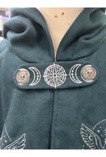Cloakmakers.com 6132 - Teal & Brown Wool Mantle Cloak w/ Owl Embroidery & Pockets