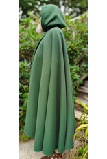 Cloakmakers.com 6134-Washable Long Green Fleece Cloak w/ Antique Bronze Tone Clasp