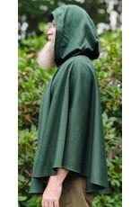 Cloakmakers.com 6135-Washable Green Wool Cloak w/ Black Velvet Hood Lining & Large Raven Embroidery & Two Pockets