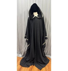 Cloakmakers.com R574-Washable Large Charcoal Robe w/ Black Velvet Hood Lining & Silver Tone Clasp