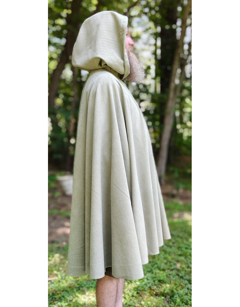 Cloakmakers.com 6136-Washable Lichen Green Cloak w/ Herringbone Pattern & Silver Tone Clasp