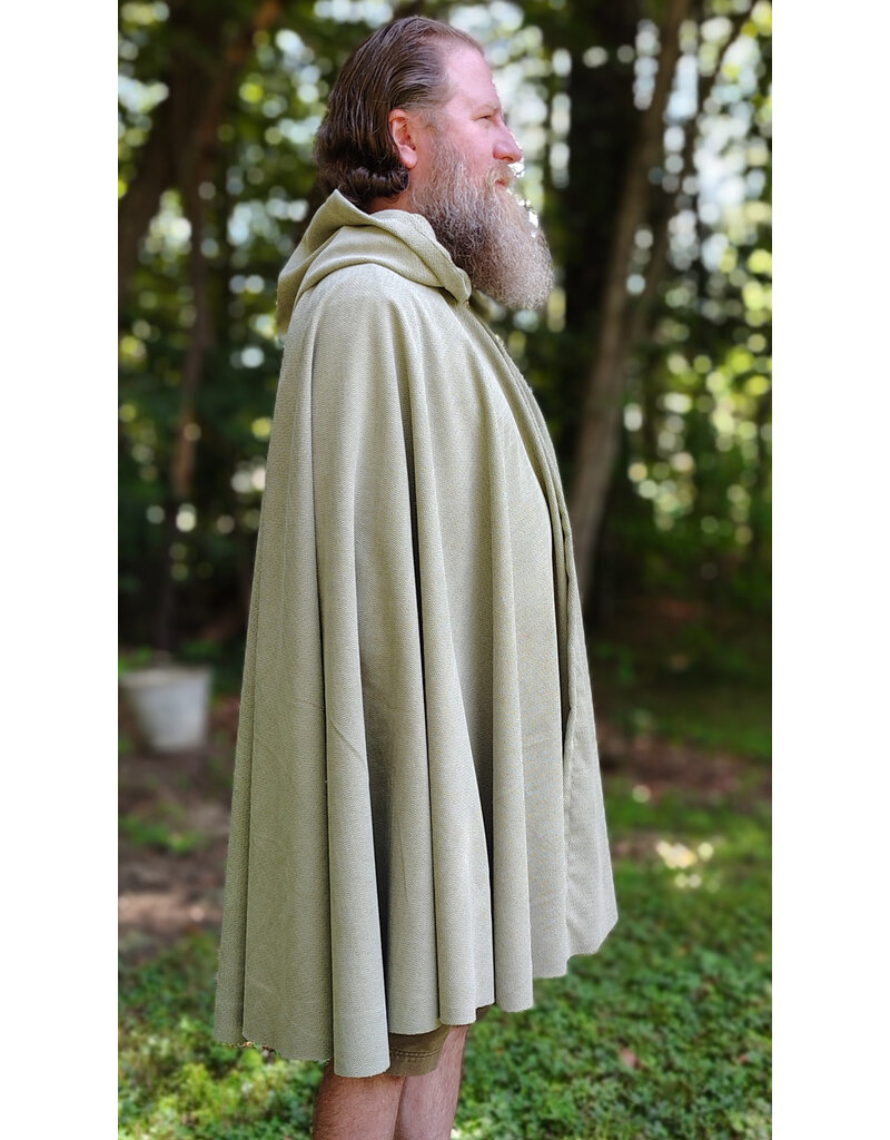 Cloakmakers.com 6136-Washable Lichen Green Cloak w/ Herringbone Pattern & Silver Tone Clasp