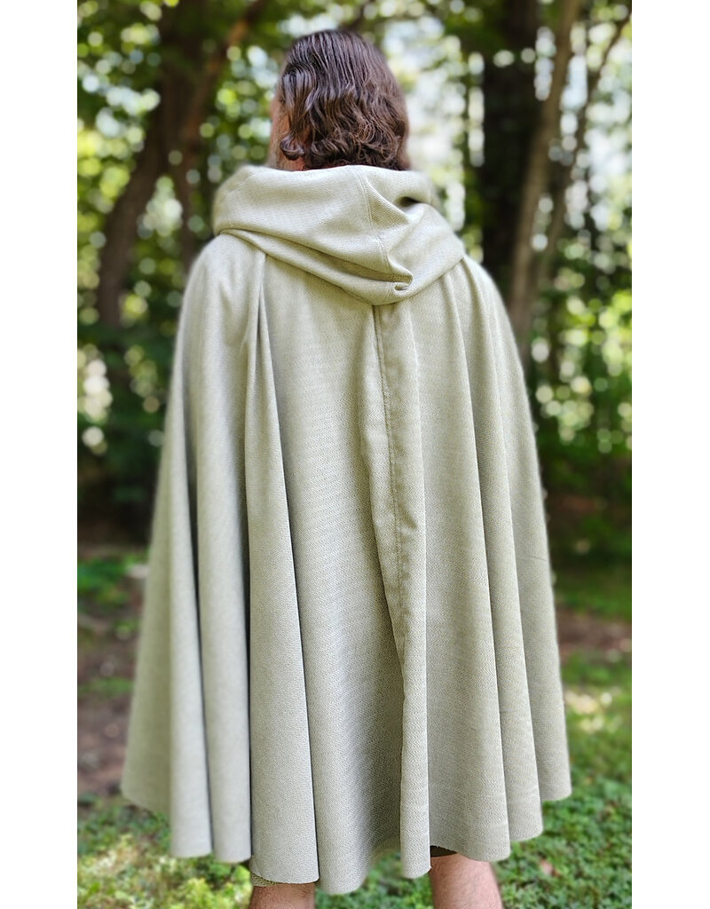 Cloakmakers.com 6136-Washable Lichen Green Cloak w/ Herringbone Pattern & Silver Tone Clasp
