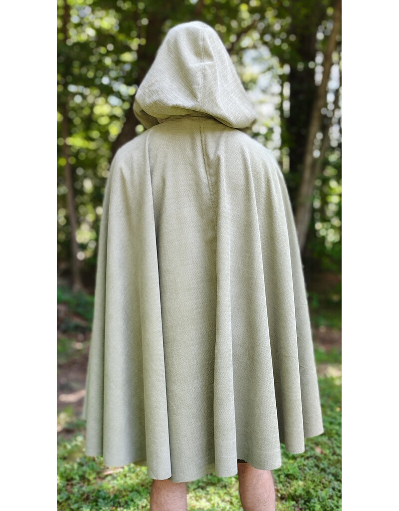 Cloakmakers.com 6136-Washable Lichen Green Cloak w/ Herringbone Pattern & Silver Tone Clasp