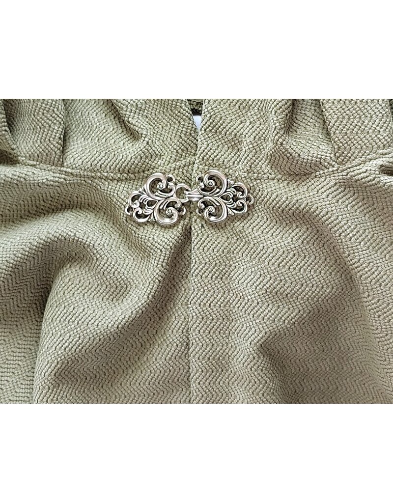 Cloakmakers.com 6136-Washable Lichen Green Cloak w/ Herringbone Pattern & Silver Tone Clasp