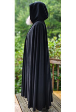 Cloakmakers.com 6138-Washable Black Wool Cloak w/ Burgundy Velvet Hood Lining & Silver Tone Clasp