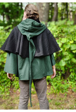 Cloakmakers.com 6139-Washable Black & Green Wool Mantle Cloak w/ Black Velvet Hood Lining & Long Liripipe