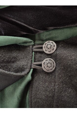 Cloakmakers.com 6139-Washable Black & Green Wool Mantle Cloak w/ Black Velvet Hood Lining & Long Liripipe