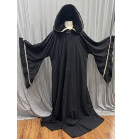 Cloakmakers.com R574-Washable Large Charcoal Robe w/ Black Velvet Hood Lining & Silver Tone Clasp