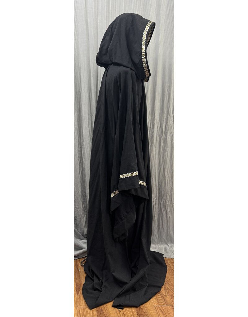Cloakmakers.com R574-Washable Large Charcoal Robe w/ Black Velvet Hood Lining & Silver Tone Clasp