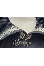 Cloakmakers.com R574-Washable Large Charcoal Robe w/ Black Velvet Hood Lining & Silver Tone Clasp