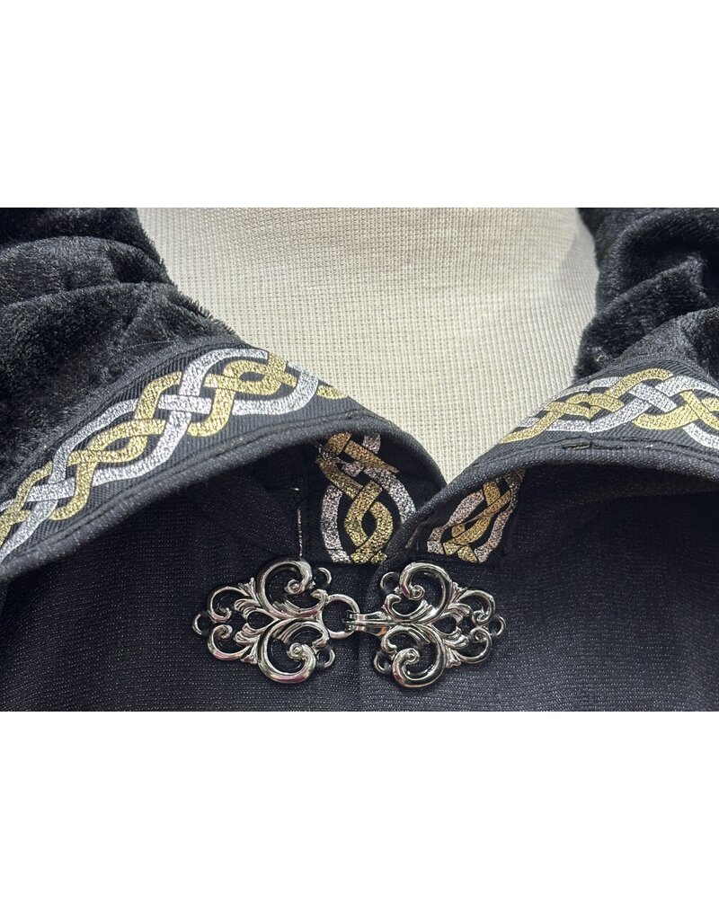 Cloakmakers.com R574-Washable Large Charcoal Robe w/ Black Velvet Hood Lining & Silver Tone Clasp