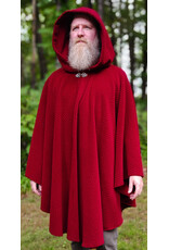 Cloakmakers.com 6140-Washable Deep Red Fleece Ruana Cloak w/ Chevron Exterior Pattern