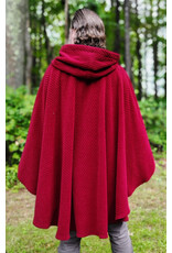Cloakmakers.com 6140-Washable Deep Red Fleece Ruana Cloak w/ Chevron Exterior Pattern