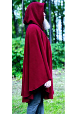 Cloakmakers.com 6140-Washable Deep Red Fleece Ruana Cloak w/ Chevron Exterior Pattern