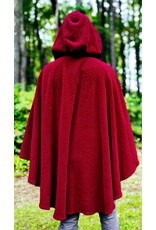 Cloakmakers.com 6140-Washable Deep Red Fleece Ruana Cloak w/ Chevron Exterior Pattern
