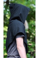 Cloakmakers.com H591-Washable Black Wool Hooded Cowl w/ Celtic Knotted Heart Embroidery
