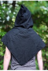Cloakmakers.com H591-Washable Black Wool Hooded Cowl w/ Celtic Knotted Heart Embroidery