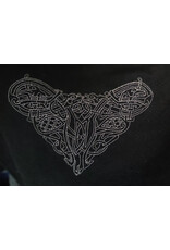Cloakmakers.com H591-Washable Black Wool Hooded Cowl w/ Celtic Knotted Heart Embroidery