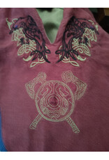 Cloakmakers.com J935-Washable Tan & Maroon Cotton Tunic w/ Celtic Raven & Axes Embroidery