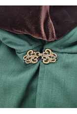 Cloakmakers.com 6143-Washable Green Woven Wool Cloak w/ Dark Brown Velvet Hood Lining & Two Interior Pockets