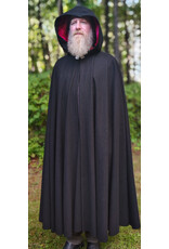 Cloakmakers.com 6144-Washable Black Wool Cloak w/ Red Velvet Hood Lining & Silver Tone Clasp