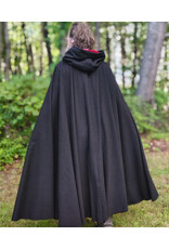 Cloakmakers.com 6144-Washable Black Wool Cloak w/ Red Velvet Hood Lining & Silver Tone Clasp