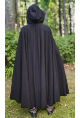 Cloakmakers.com 6144-Washable Black Wool Cloak w/ Red Velvet Hood Lining & Silver Tone Clasp