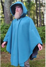 Cloakmakers.com 6145-Washable Wind Resistant Blue & Grey Double Faced Fleece Cloak w/ Silver Tone Clasp
