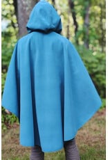 Cloakmakers.com 6145-Washable Wind Resistant Blue & Grey Double Faced Fleece Cloak w/ Silver Tone Clasp