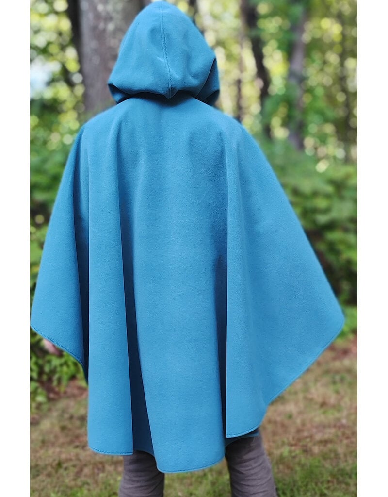 Cloakmakers.com 6145-Washable Wind Resistant Blue & Grey Double Faced Fleece Cloak w/ Silver Tone Clasp