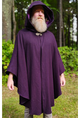 Cloakmakers.com 6146-Washable Aubergine Wool Ruana Cloak w/ Purple Velvet Hood Lining & Gothic Rose Clasp