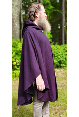 Cloakmakers.com 6146-Washable Aubergine Wool Ruana Cloak w/ Purple Velvet Hood Lining & Gothic Rose Clasp