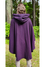 Cloakmakers.com 6146-Washable Aubergine Wool Ruana Cloak w/ Purple Velvet Hood Lining & Gothic Rose Clasp