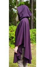 Cloakmakers.com 6146-Washable Aubergine Wool Ruana Cloak w/ Purple Velvet Hood Lining & Gothic Rose Clasp