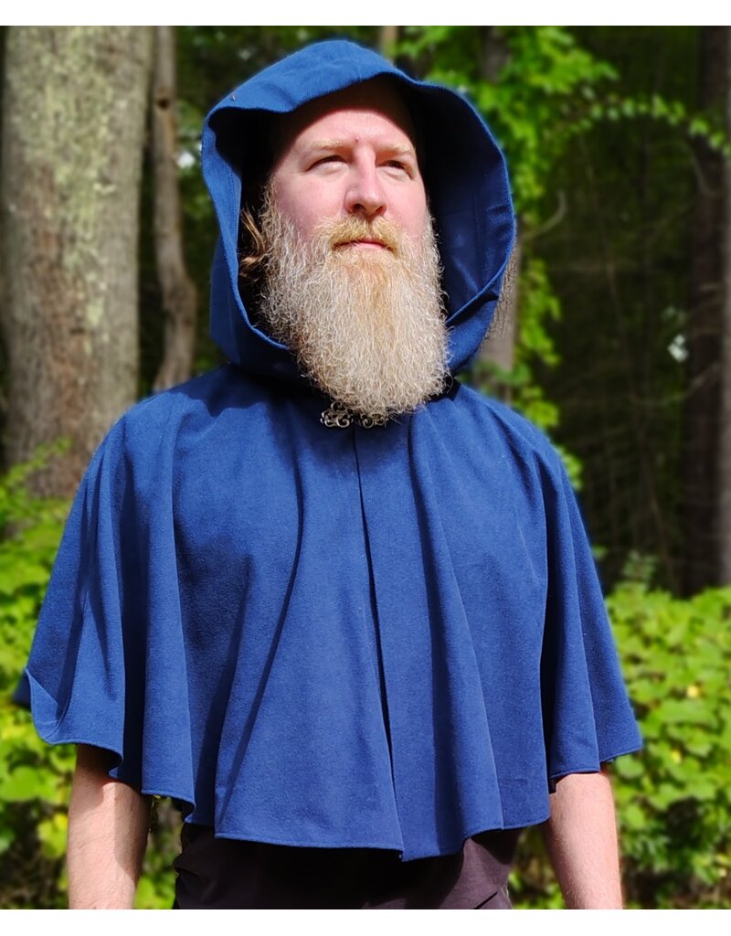 Cloakmakers.com 6147-Washable Short Blue Faux Wool Cloak w/ Silver Tone Clasp